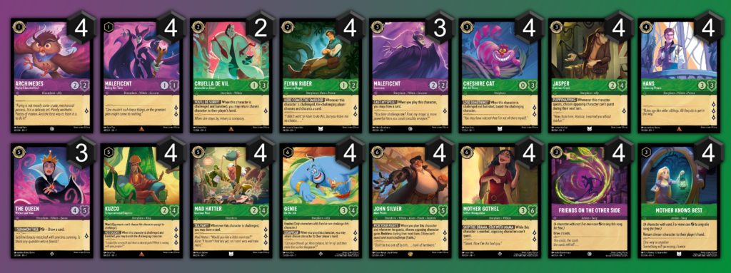 LaserGaming Lorcana Gameplay series Kuzco Amethyst/Emerald decklist