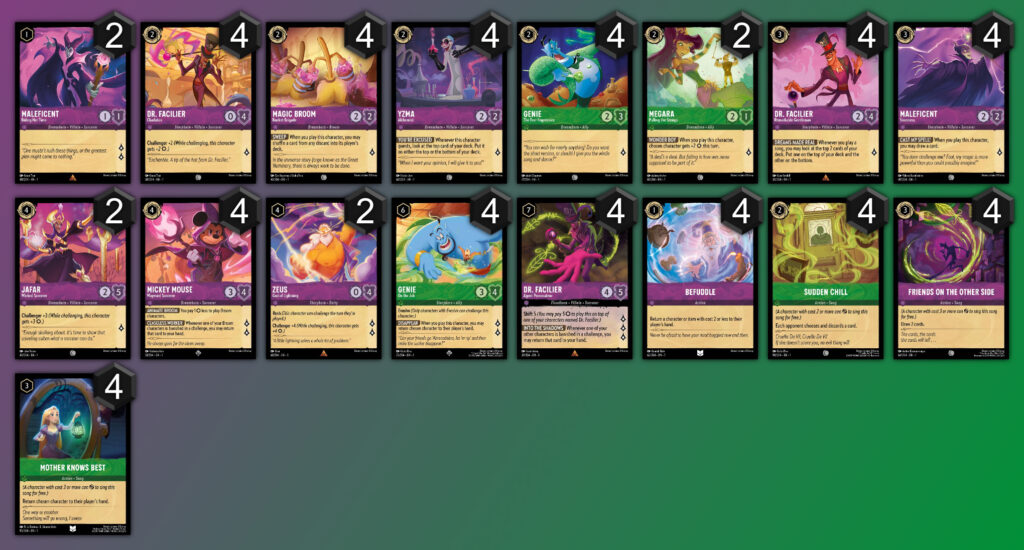 LaserGaming Lorcana Gameplay series Magic (Amethyst/Emerald) decklist