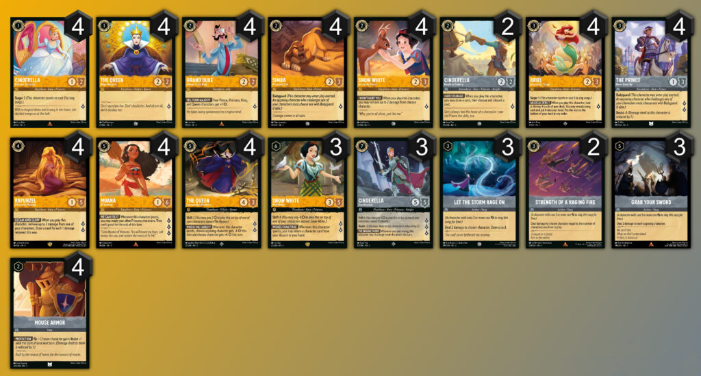 LaserGaming Lorcana Gameplay series Royal Resist (Amber/Steel) decklist