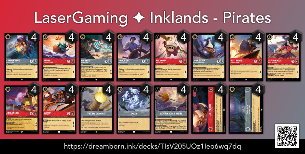 LaserGaming Lorcana Gameplay series Pirates (Ruby/Steel) decklist