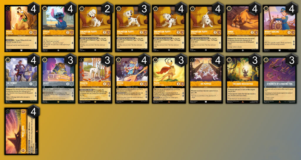 LaserGaming Lorcana Gameplay series Puppies (Amber/Steel) decklist