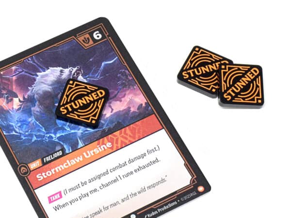 Riftbound compatible acrylic Stunned token set by LaserGaming
